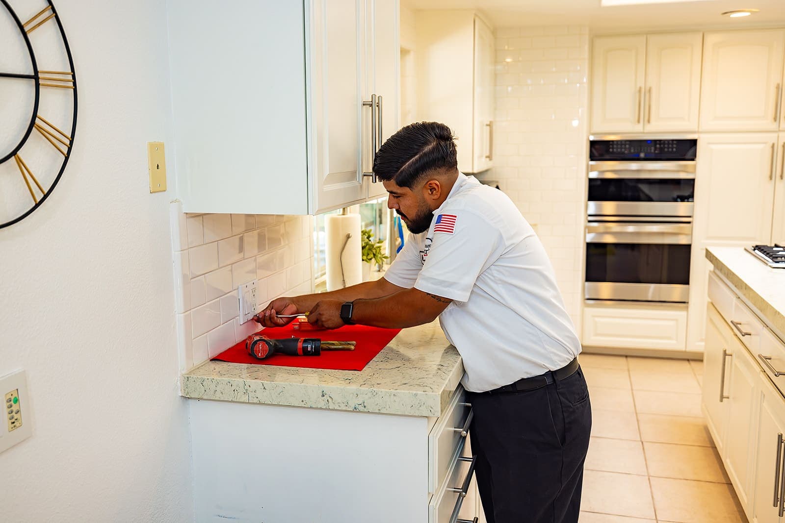 A circuit being serviced during a Home Team Electric visit in a Coachella Valley home