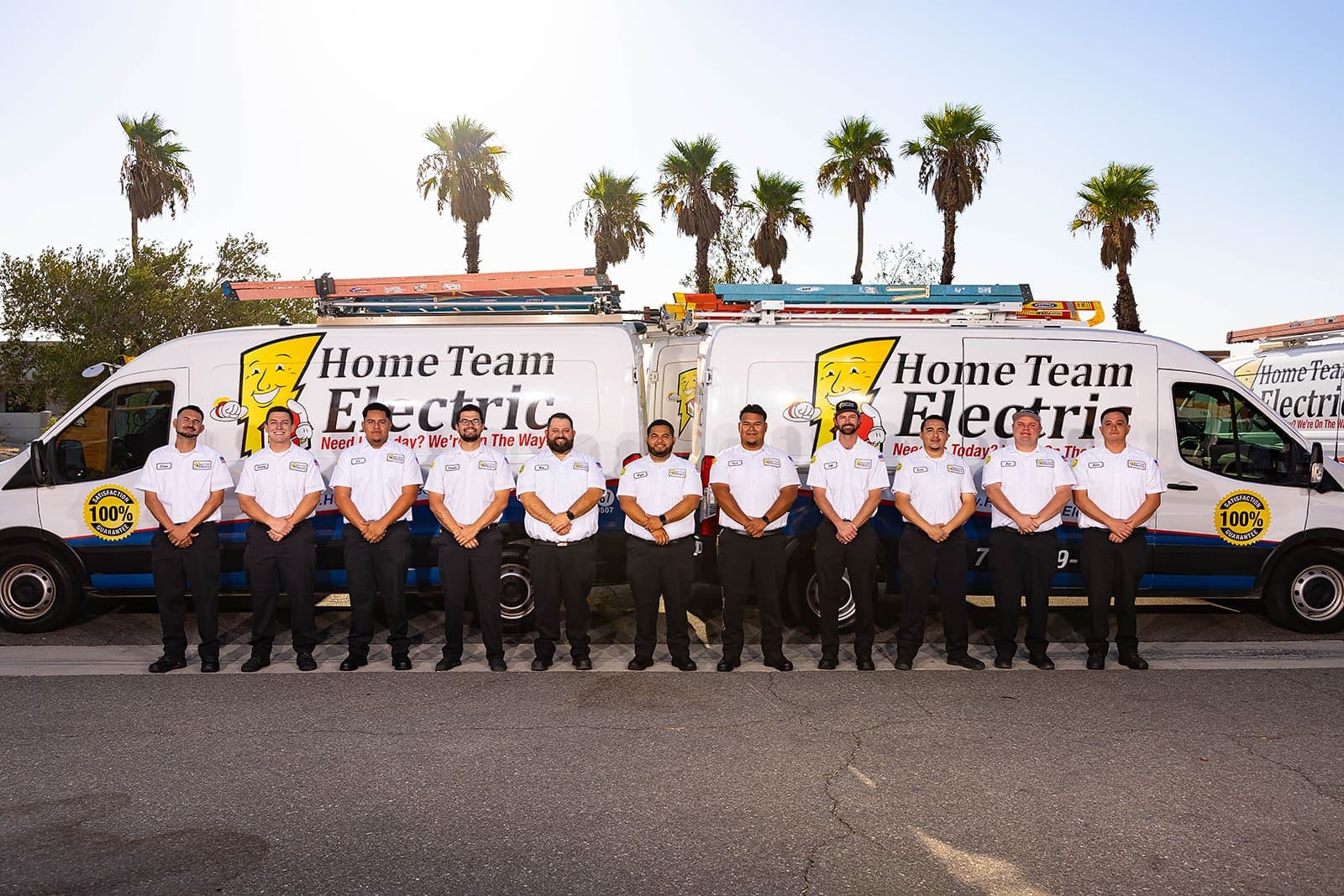 Home Team Electric electrician inspecting an electrical panel in a desert home, Coachella Valley California
