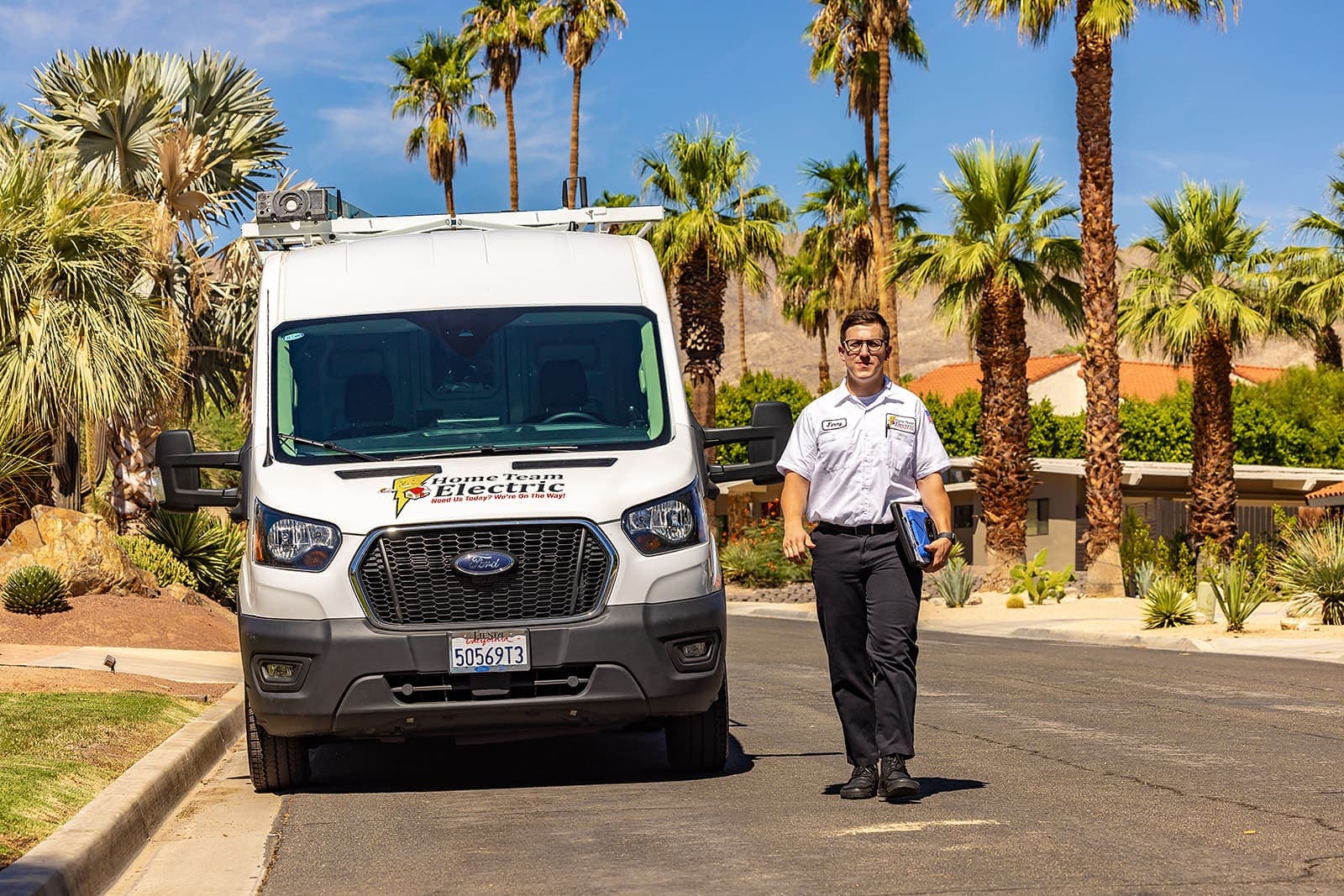 A desert electrical panel under stress in a Coachella Valley home