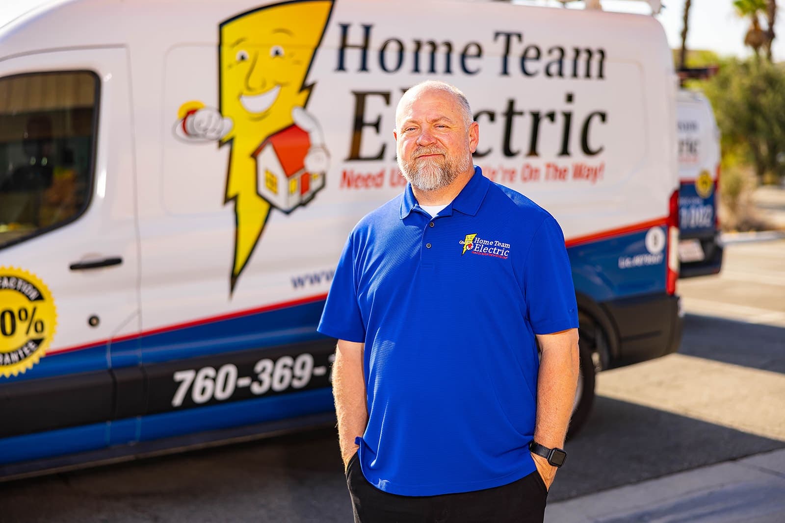 A Home Team Electric electrician diagnosing a circuit in a Coachella Valley home