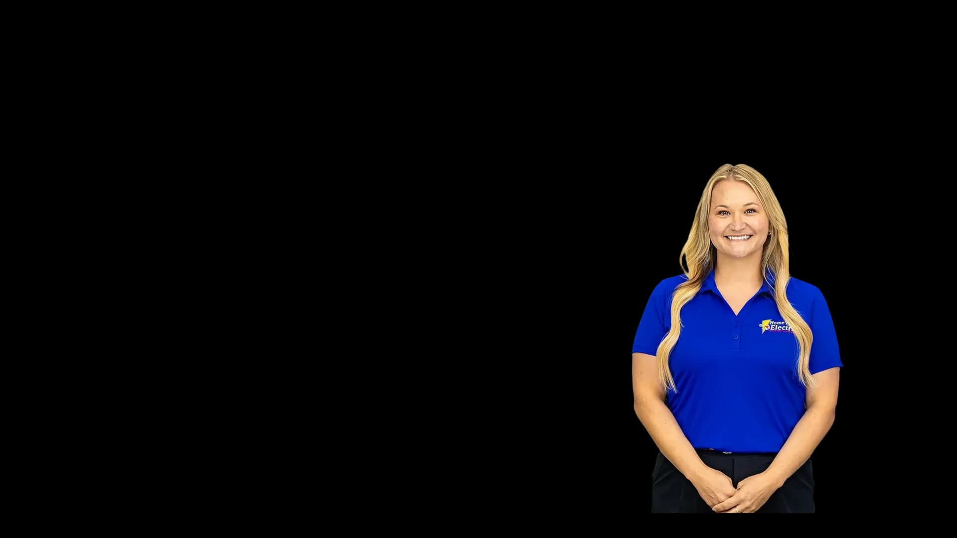 Shannon Anderson, smiling Home Team Electric team member in a branded polo