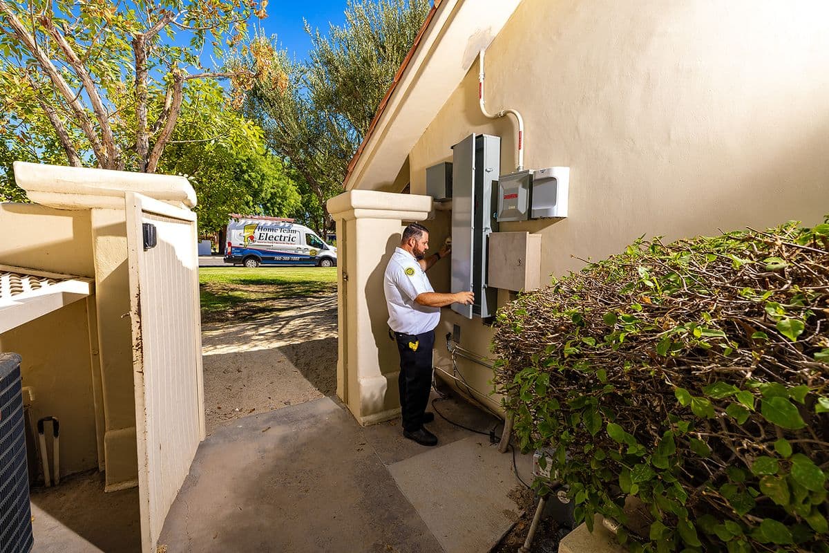 Home Team Electric technician on a service call