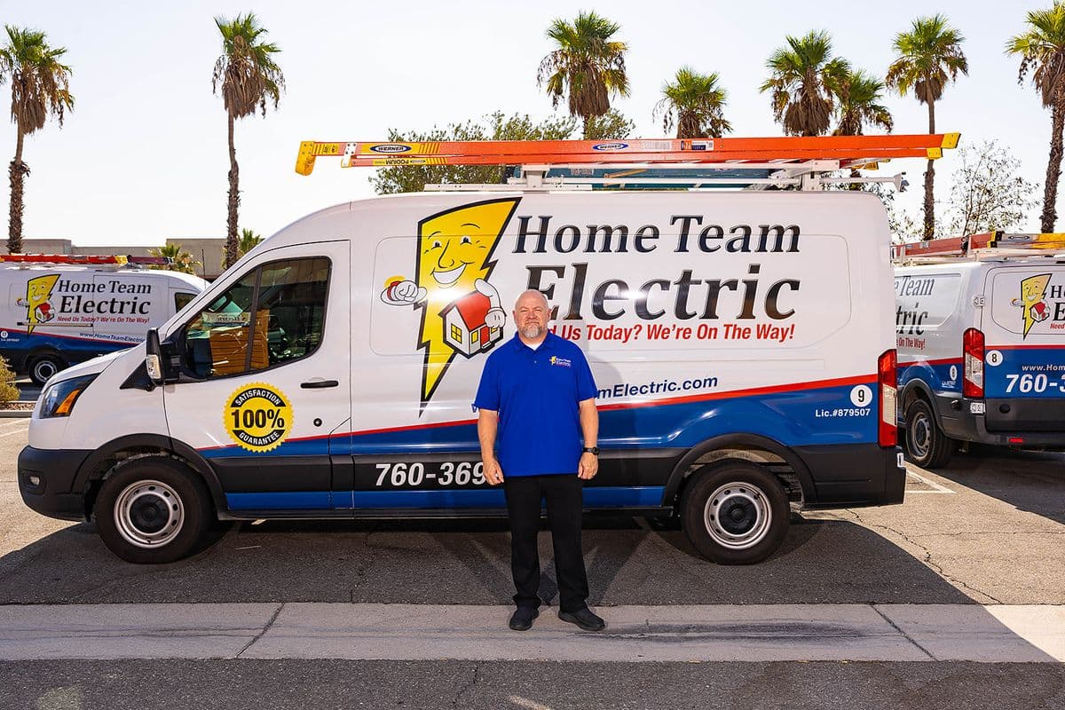 Home Team Electric electrician arriving for a residential service call