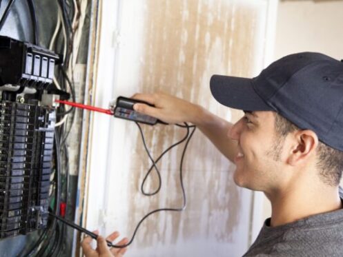 Electrician Working on Breaker in Palm Springs, CA